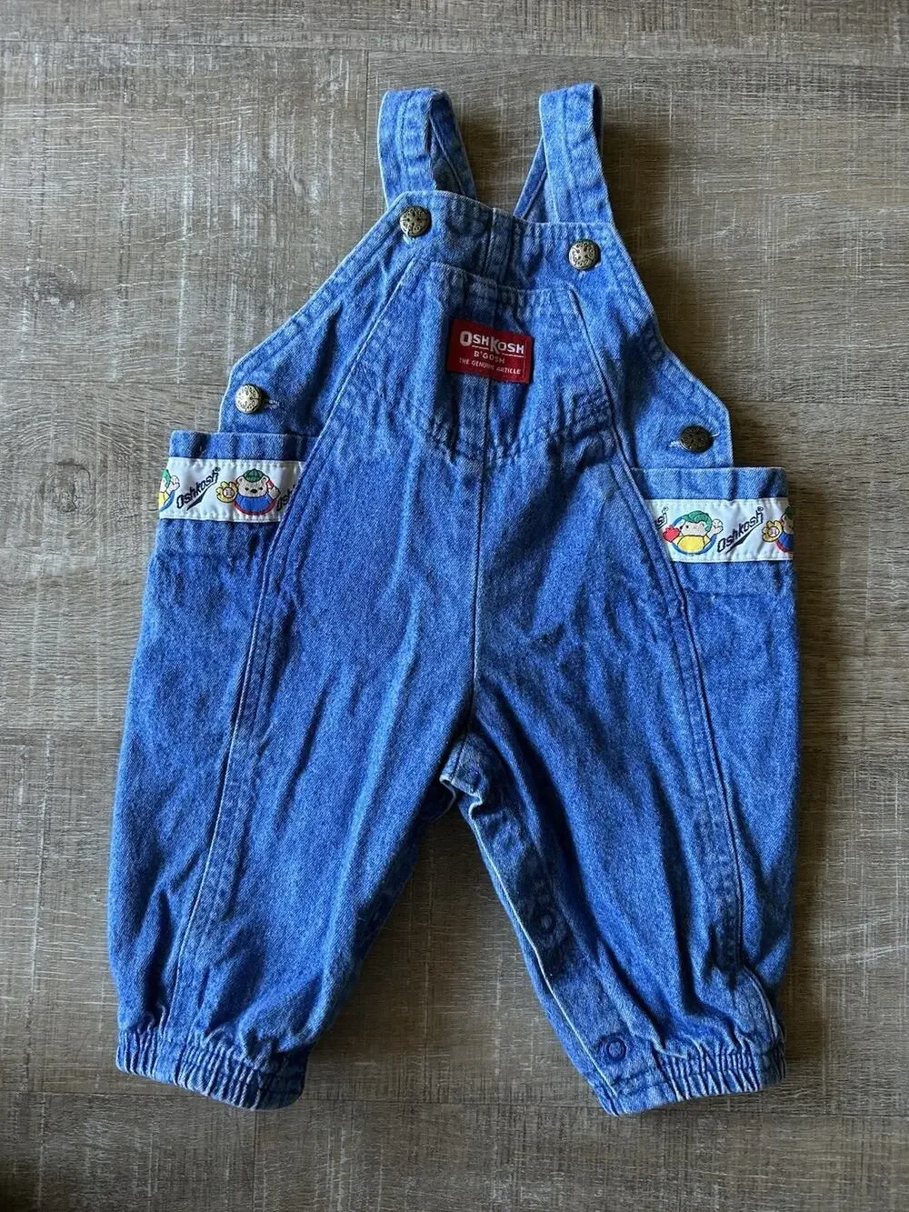 Vintage OshKosh B’Gosh Baby 3-6M Bubble Romper Overalls Baseball Bears USA
